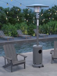 Silver Finished Stainless Steel 7.5' Tall 40,000 BTU Outdoor Propane Patio Heater with Wheels - Silver
