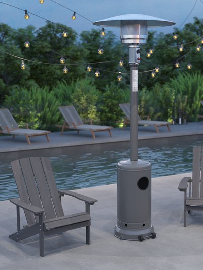 Merrick Lane Silver Finished Stainless Steel 7.5' Tall 40,000 BTU Outdoor Propane Patio Heater with Wheels product