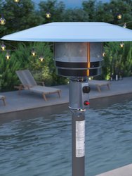 Silver Finished Stainless Steel 7.5' Tall 40,000 BTU Outdoor Propane Patio Heater with Wheels