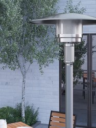 Silver Finished Stainless Steel 7.5' Tall 40,000 BTU Outdoor Propane Patio Heater with Wheels