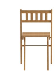 Stora Set Of 2 Solid Acacia Wood Armless Folding Patio Bistro Chairs With Slatted Backs And Seats