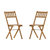 Stora Set Of 2 Solid Acacia Wood Armless Folding Patio Bistro Chairs With Slatted Backs And Seats