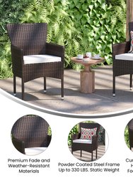 Sunset Patio Chairs With Fade And Weather Resistant Espresso Wicker Wrapped Powder Coated Steel Frames & Cream Cushions-Set Of 2