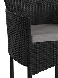 Sunset Set of 2 Patio Chairs With Fade And Weather Resistant Black Wicker Wrapped Steel Frames & Gray Cushions