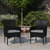 Sunset Set of 2 Patio Chairs With Fade And Weather Resistant Black Wicker Wrapped Steel Frames & Gray Cushions - Black