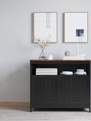 Tanner Buffet and Sideboard With Storage Cabinet And Upper Shelf - Black