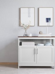 Tanner Buffet and Sideboard With Storage Cabinet And Upper Shelf - White