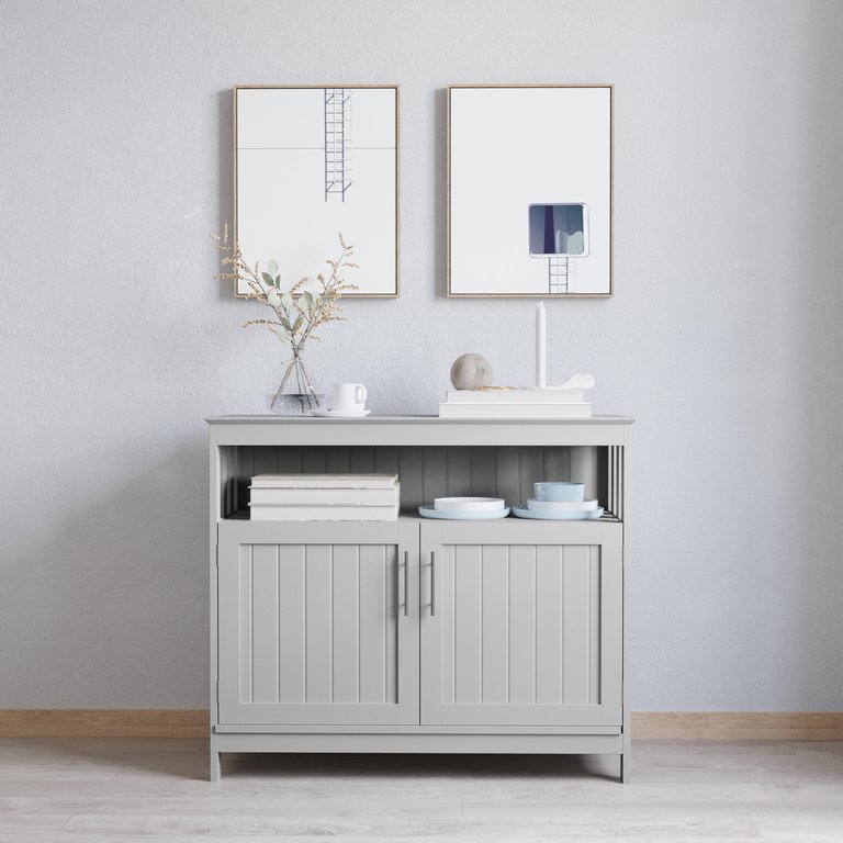 Tanner Buffet and Sideboard With Storage Cabinet And Upper Shelf - Gray