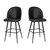 Teague Set Of 2 Modern Armless Barstools With Contoured Backs, Steel Frames, And Integrated Footrests In Black Faux Leather