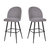 Teague Set Of 2 Modern Armless Barstools With Contoured Backs, Steel Frames And Integrated Footrests In Gray Faux Linen