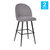 Teague Set Of 2 Modern Armless Barstools With Contoured Backs, Steel Frames And Integrated Footrests In Gray Faux Linen