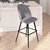 Teague Set Of 2 Modern Armless Barstools With Contoured Backs, Steel Frames And Integrated Footrests In Gray Faux Linen - Gray