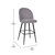 Teague Set Of 2 Modern Armless Barstools With Contoured Backs, Steel Frames And Integrated Footrests In Gray Faux Linen