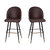 Teague Set Of 2 Modern Armless Barstools With Contoured Backs, Steel Frames, And Integrated Footrests