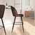 Teague Set Of 2 Modern Armless Barstools With Contoured Backs, Steel Frames, And Integrated Footrests