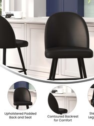 Teague Set Of 2 Modern Armless Counter Stools With Contoured Backs, Steel Frames, And Integrated Footrests In Black Faux Leather