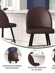 Teague Set Of 2 Modern Armless Counter Stools With Contoured Backs, Steel Frames And Integrated Footrests In Brown Faux Leather