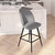 Teague Set Of 2 Modern Armless Counter Stools With Contoured Backs, Steel Frames And Integrated Footrests In Gray Faux Linen - Gray