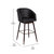 Temperance Modern Walnut Finish Wood Frame Bar Height Stool With Soft Bronze Accents, Black Faux Leather