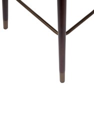 Temperance Modern Walnut Finish Wood Frame Counter Height Stool with Soft Bronze Accents, Brown Faux Leather
