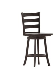 Therus 24" Classic Wooden Ladderback Swivel Counter Height Stool With Solid Wood Seat And Footrest