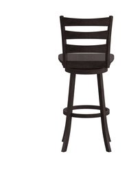 Therus 30" Gray Wash Walnut Classic Wooden Ladderback Swivel Bar Height Stool With Solid Wood Seat And Footrest