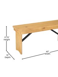 Tinsley 40" x 12" Solid Pine Folding Farmhouse Style Bench