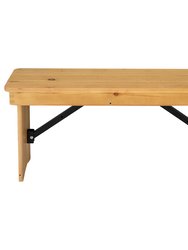 Tinsley 40" x 12" Solid Pine Folding Farmhouse Style Bench - Light Natural