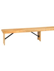 Tinsley 8' x 12'' Antique Rustic Solid Pine Folding Farm Bench With 3 Legs