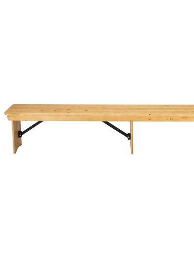 Merrick Lane Tinsley 8' x 12'' Antique Rustic Solid Pine Folding Farm Bench With 3 Legs product