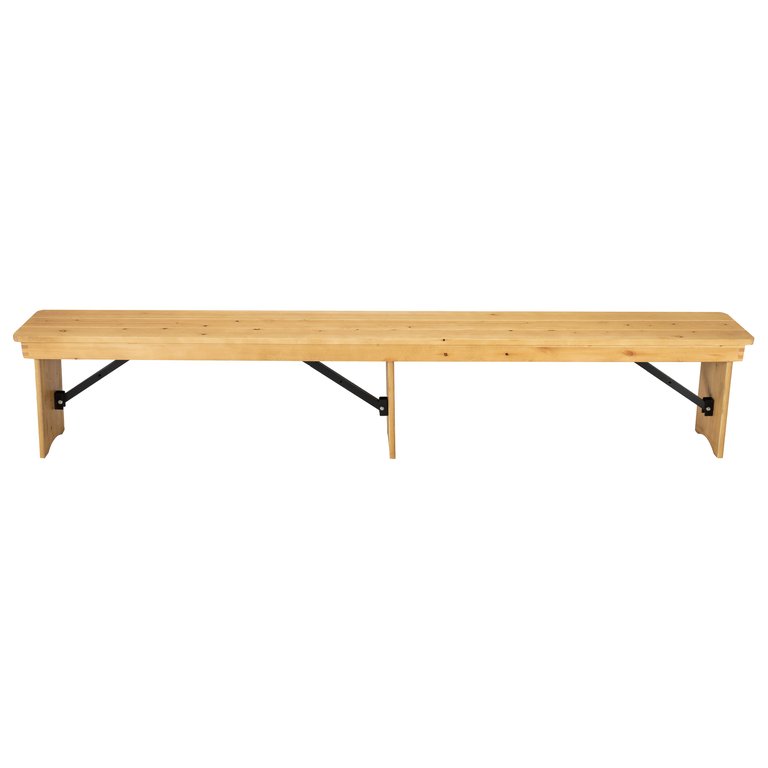 Tinsley 8' x 12'' Antique Rustic Solid Pine Folding Farm Bench With 3 Legs - Light Natural