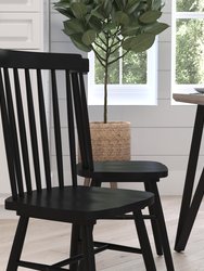 Torrin Set Of Two Premium Solid Wood Spindle Back Dining Chairs With Saddle Seats And Floor Protectant Felt Pads