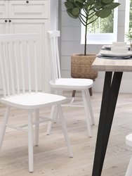 Torrin Set Of Two Premium Solid Wood Spindle Back Dining Chairs With Saddle Seats And Floor Protectant Felt Pads - White