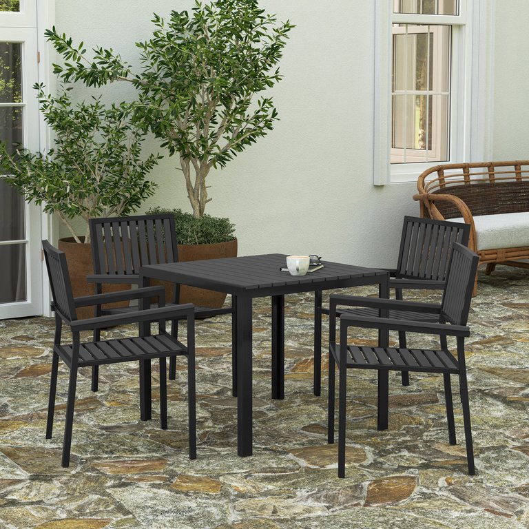 Tristan 5 Piece Indoor/Outdoor Dining Set - Black