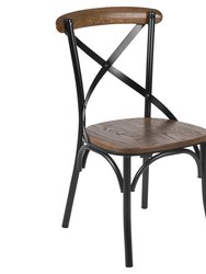 Tucker Series Industrial Style Metal X-Back Dining Chair With Fruitwood Finished Seat And Back - Brown