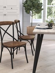 Tucker Series Industrial Style Metal X-Back Dining Chair With Fruitwood Finished Seat And Back