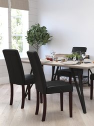 Vallia Series Set of 4 Black Faux Leather Panel Back Parson's Chairs for Kitchen, Dining Room and More - Black