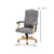 Versailles Grey Fabric Victorian Style 360° Swivel High-Back Office Chair With Driftwood Arms And Base