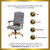 Versailles Grey Fabric Victorian Style 360° Swivel High-Back Office Chair With Driftwood Arms And Base