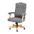 Versailles Grey Fabric Victorian Style 360° Swivel High-Back Office Chair With Driftwood Arms And Base