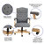 Versailles Grey Fabric Victorian Style 360° Swivel High-Back Office Chair With Driftwood Arms And Base