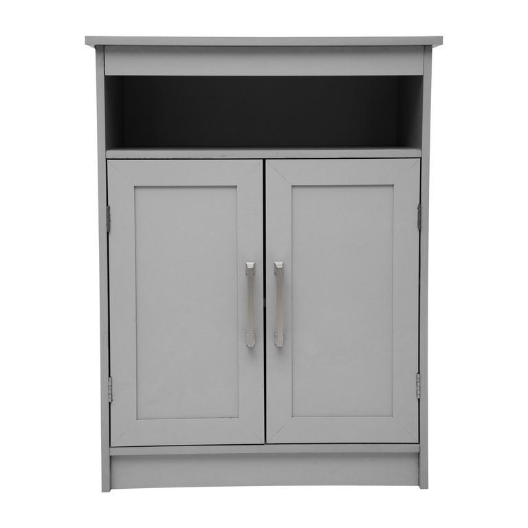 Vigo Bathroom Storage Cabinet With Adjustable Cabinet Shelf, Upper Open Shelf, And 2 Magnetic Closure Doors - Gray