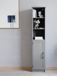 Vigo Slim Linen Tower Organizer With 2 Adjustable Cabinet Shelves, 3 Open Shelves, And Magnetic Closure Doors