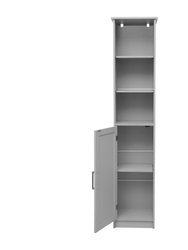 Vigo Slim Linen Tower Organizer With 2 Adjustable Cabinet Shelves, 3 Open Shelves, And Magnetic Closure Doors - Gray