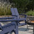 Wellington 3 Piece Outdoor Set With 2 Navy Modern Adirondack Rocking Chairs And Wood Burning Fire Pit, Poker And Spark Screen