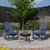 Wellington 3 Piece Outdoor Set With 2 Navy Modern Adirondack Rocking Chairs And Wood Burning Fire Pit, Poker And Spark Screen - Navy