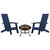 Wellington 3 Piece Outdoor Set With 2 Navy Modern Adirondack Rocking Chairs And Wood Burning Fire Pit, Poker And Spark Screen