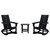 Wellington 3 Piece Patio Furniture Set Includes All-Weather UV Treated Adirondack Rocking Chairs And Side Table - Black