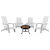 Wellington 5 Piece Outdoor Set with 4 White Modern Adirondack Rocking Chairs & Wood Burning Fire Pit, Poker & Spark Screen