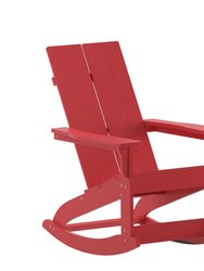 Wellington UV Treated All-Weather Polyresin Adirondack Rocking Chair For Patio, Sunroom, Deck And More - Red